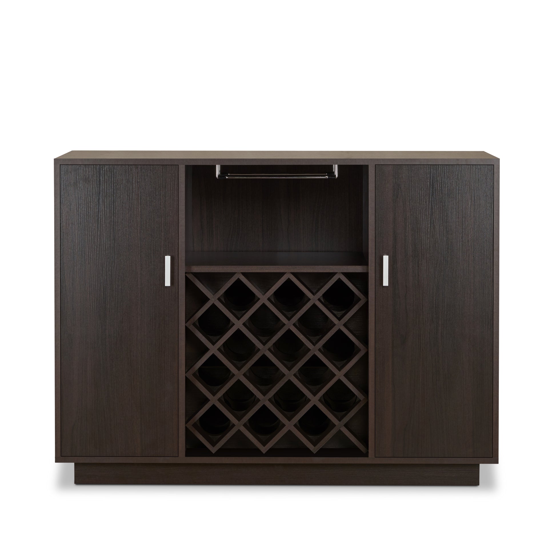 Espresso 2 Door Wine Cabinet With Stemware Rack Espresso Kitchen Mdf