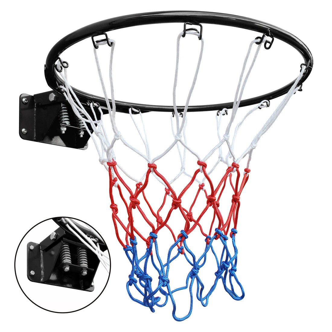 Basketball Double Spring Solid Rim, 18" Steel Basketball Rim For Indoor And Outdoor Black Balls Sports Black Iron