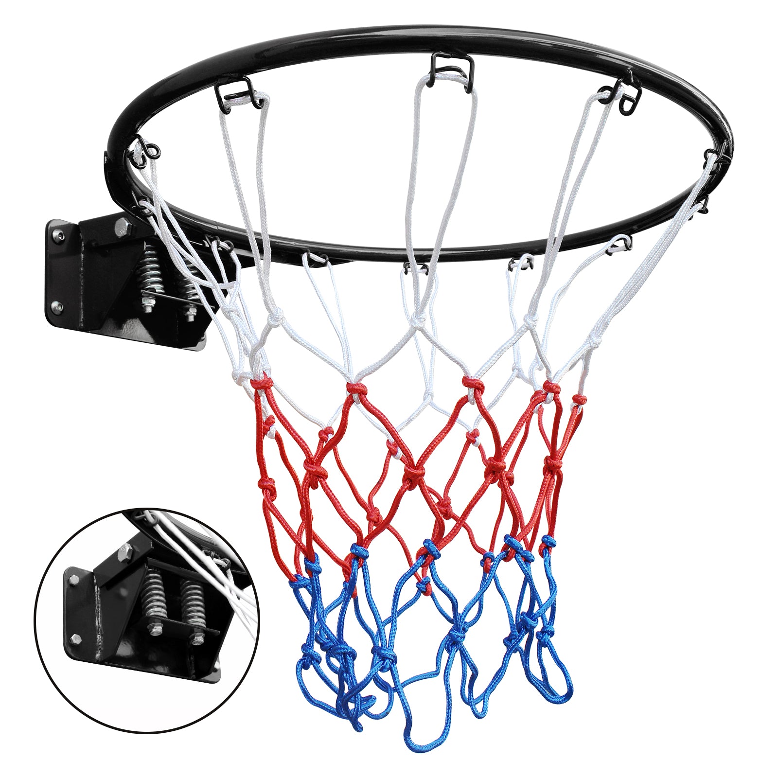 Basketball Double Spring Solid Rim, 18" Steel Basketball Rim For Indoor And Outdoor Black Balls Sports Black Iron