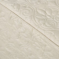 3 Piece Split Corner Pleated Quilted Bedspread Cream Queen Cream Polyester