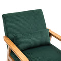 Leisure Chair With Solid Wood Armrest And Feet, Leisure Chair, Wood Frame, Velvet, L, Solid Rubber Wood Legs, Mid Century Modern Accent Chair, For Living Room Bedroom Studio Chair Emerald Corduroy