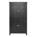 Elegant Bathroom Floor Storage Cabinet, Bathroom Storage Unit, Freestanding Cabinet With 4 Doors, Adjustable Shelves, Adaptable Shelves, Black Black Mdf