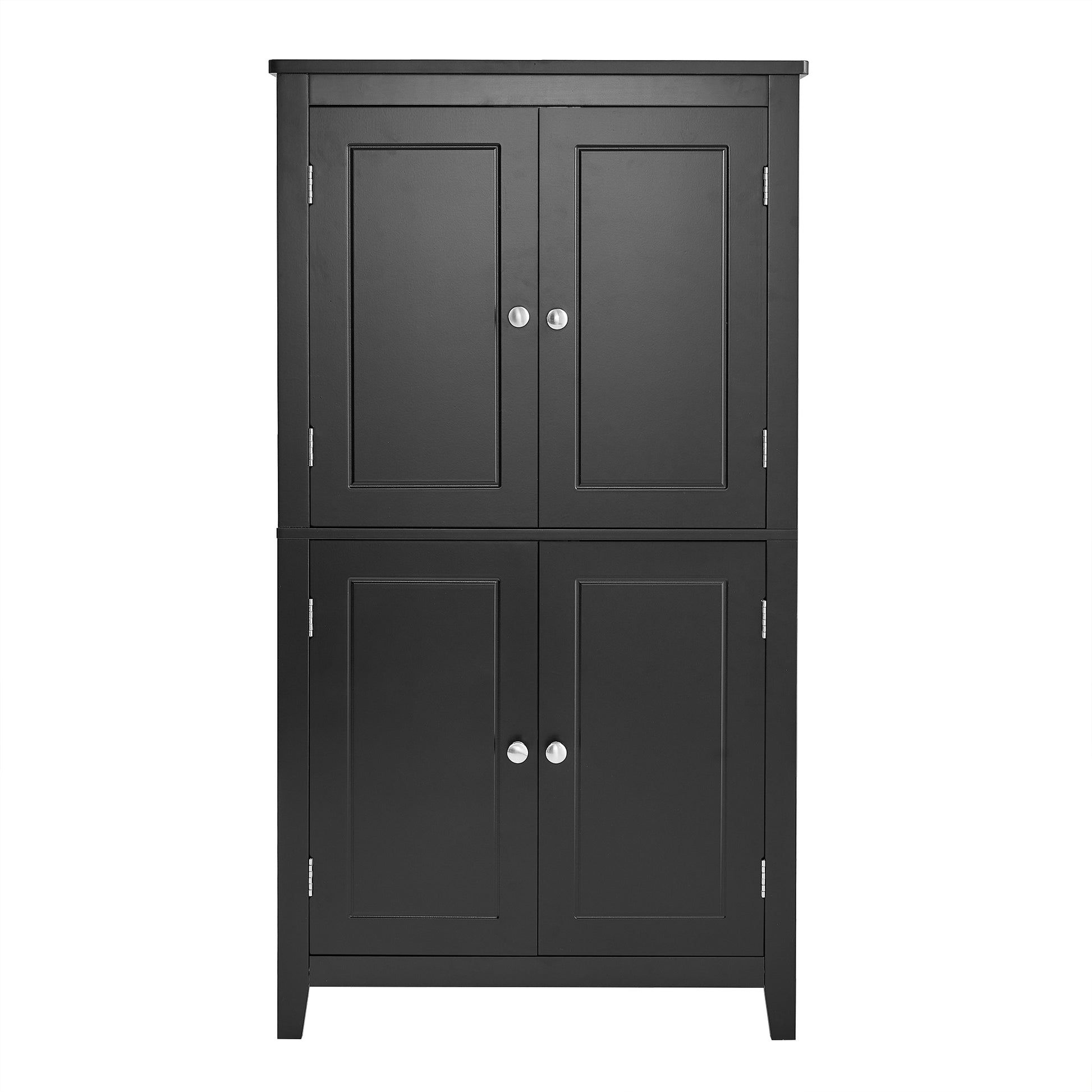 Elegant Bathroom Floor Storage Cabinet, Bathroom Storage Unit, Freestanding Cabinet With 4 Doors, Adjustable Shelves, Adaptable Shelves, Black Black Mdf