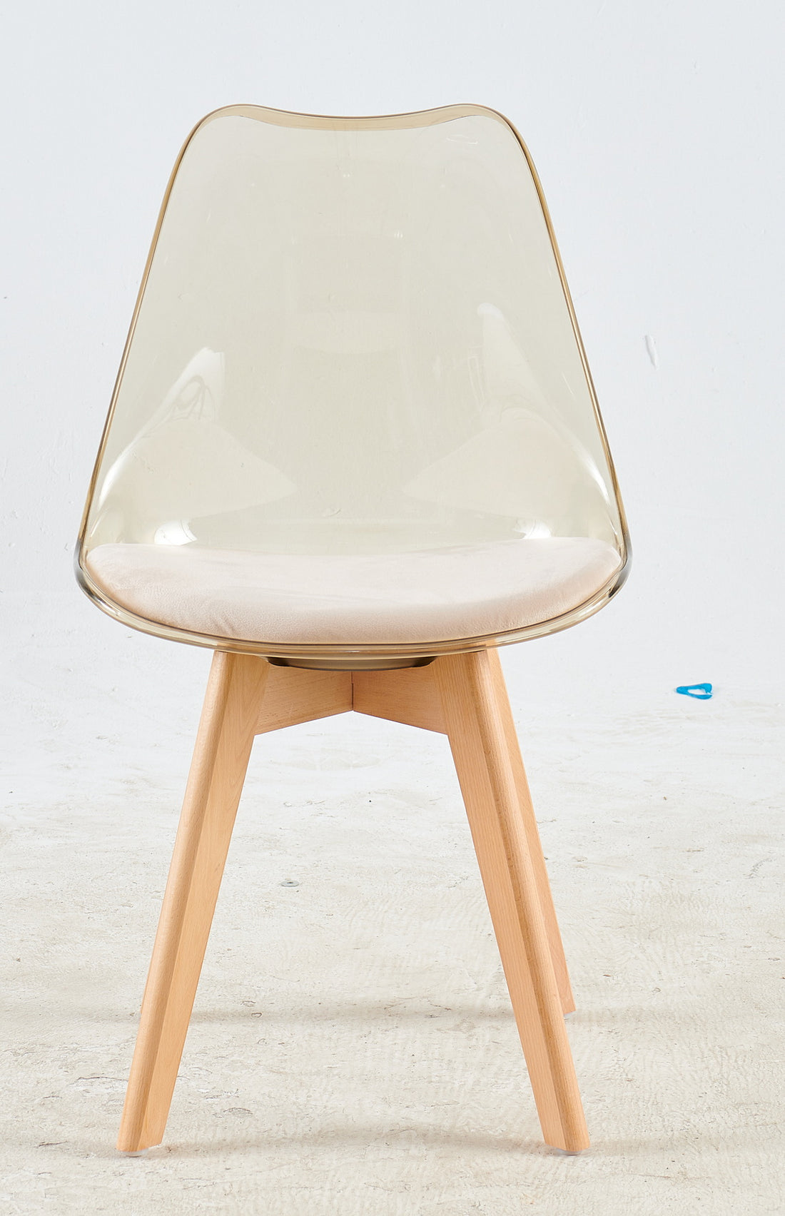 Wood Leg And Transparent Yellow Back Chair,Set Of 4,Dining Chair,Coffee Chair Antique Yellow Wood Plastic