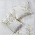 6 Piece Embroidered Quilt Set With Throw Pillows Yellow Full Queen Full Yellow White Cotton