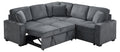 Modular Sofa, Sectional Couch L Shaped Sofa Couch With Pullout Sleeper, 5 Seat Chenille Corner Sofa For Living Room, 3 Pillows Included, Dark Gray Dark Gray Chenille Foam Plywood 5 Seat