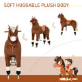 Qaba Kids Ride On Walking Horse With Easy Rolling Wheels, Soft Huggable Body, & A Large Size For Kids 5 16 Years Brown Plush