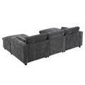 86.5''Chenille Sectional Sofa With Storage Pockets, 5 Seat U Shaped Sleeper Couch Set,2 Pic Free Combination,Convertible Sofa Bed With Ottoman For Living Room,Apartment,3 Colors Dark Grey Chenille 5 Seat