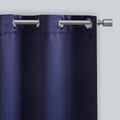 Solid Blackout Triple Weave Grommet Top Curtain Panel Pair Navy Polyester