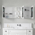 60'' W X 26'' H Surface Frameless Mirror Medicine Cabinet, Beveled Mirror Edges Bathroom Medicine Cabinet White Engineered Wood