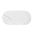 Modern Luxury Oval Shaped Fluted Coffee Table, Marble Patterned Top Coffee Table With 2 Cabinets, Metal Legs And Handles For Living Room, White Date Of Expected Arrival: 11.20 White Mdf