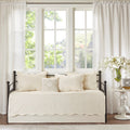 6 Piece Reversible Soped Edge Daybed Cover Set Cream Daybed Cream Polyester