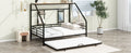 Full Size Metal House Bed With Trundle, Black Full Black Metal