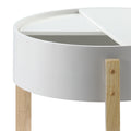 White And Natural End Table With Hidden Storage White Natural Primary Living Space Mid Century Modern Pine Round Wood