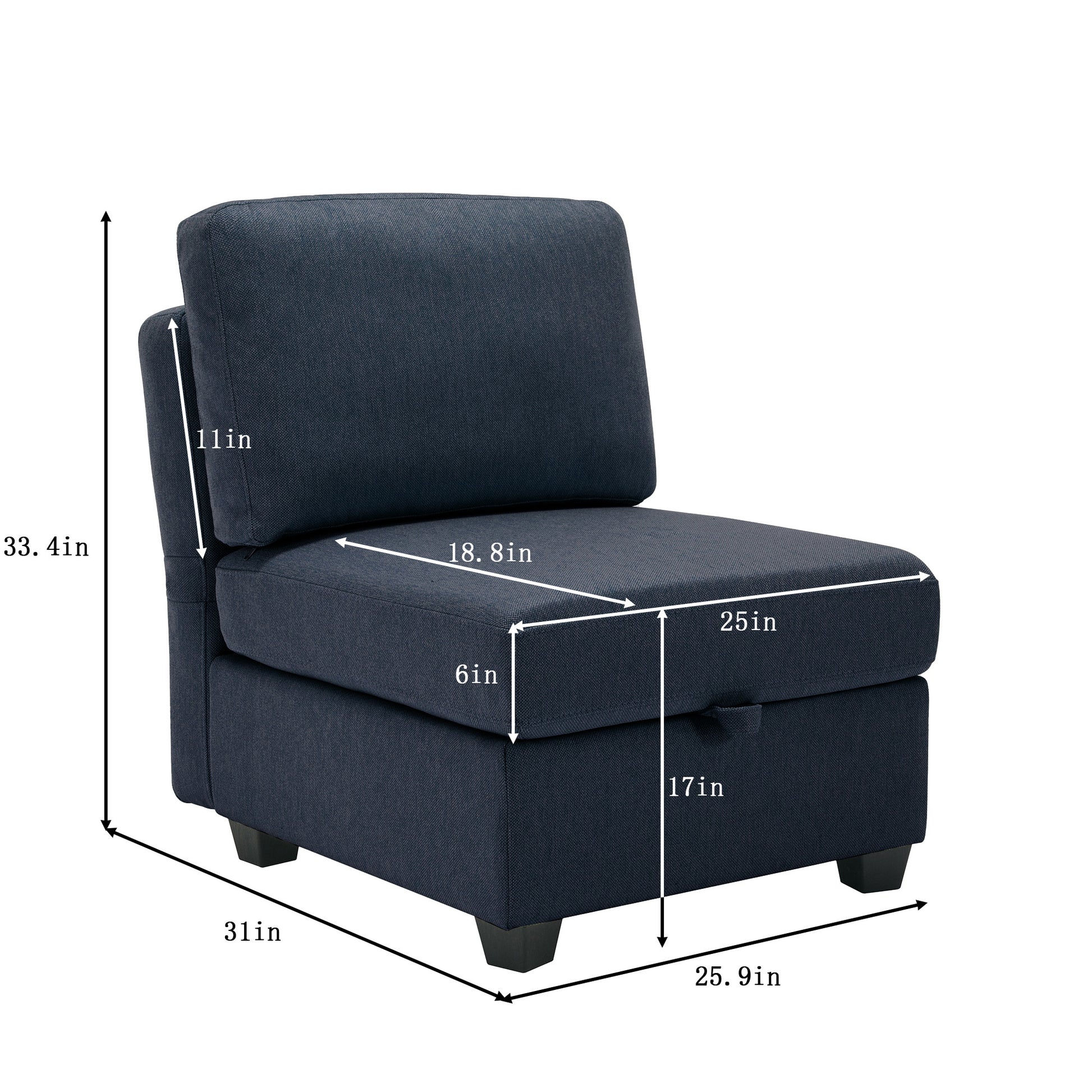Adjustable Arms And Backs Modern U Shape Linen Couch Modular Sectional Sofa Couch With Storage Seat, Large Convertible Sofa With Reversible Chaise For Living Room Apartment Office, Blue Blue Polyester 4 Seat