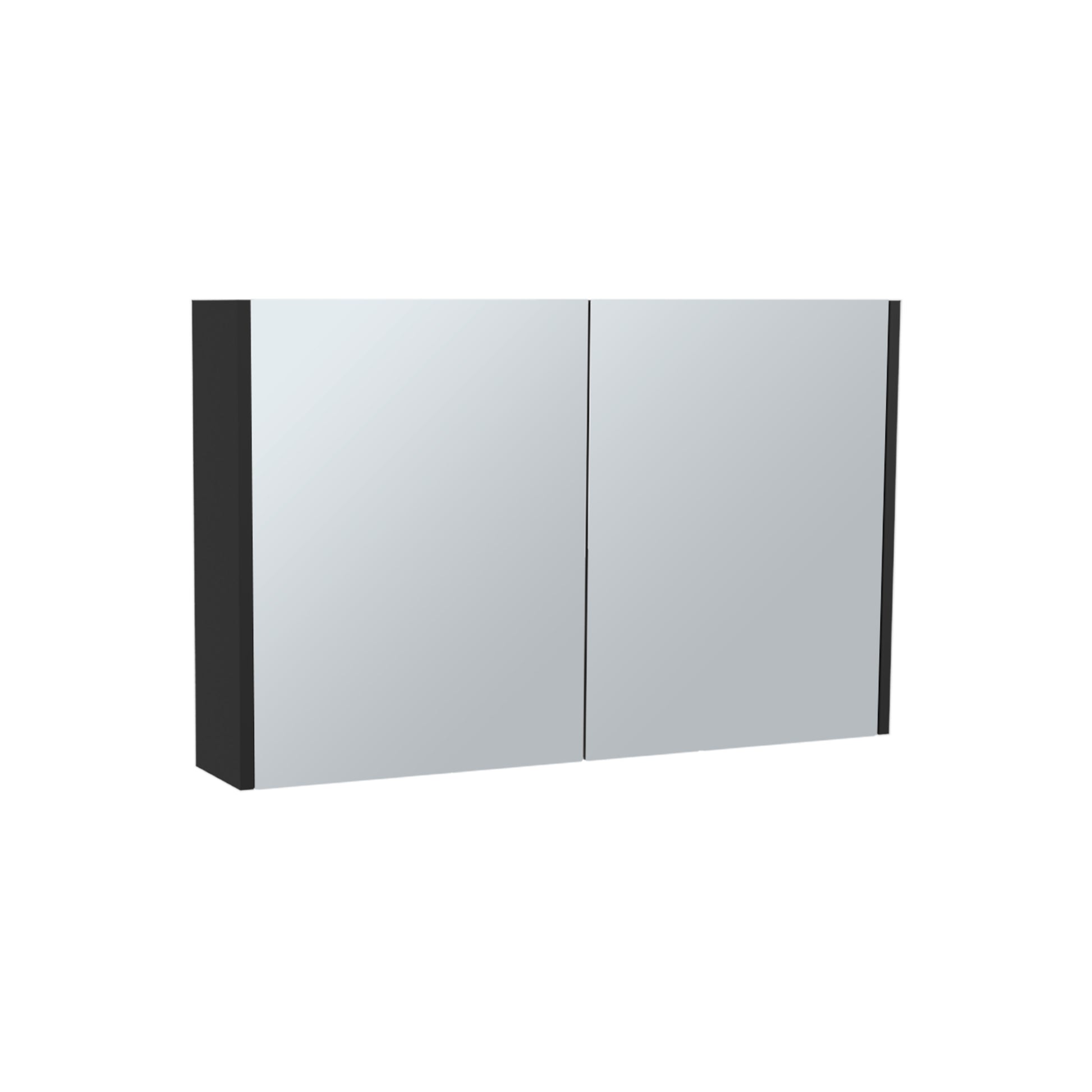 Bouti 19.7" H X 31.5" W Double Door Mirror Medicine Cabinet, Three Interior Shelves For Bathroom, Kitchen Black Black Particle Board