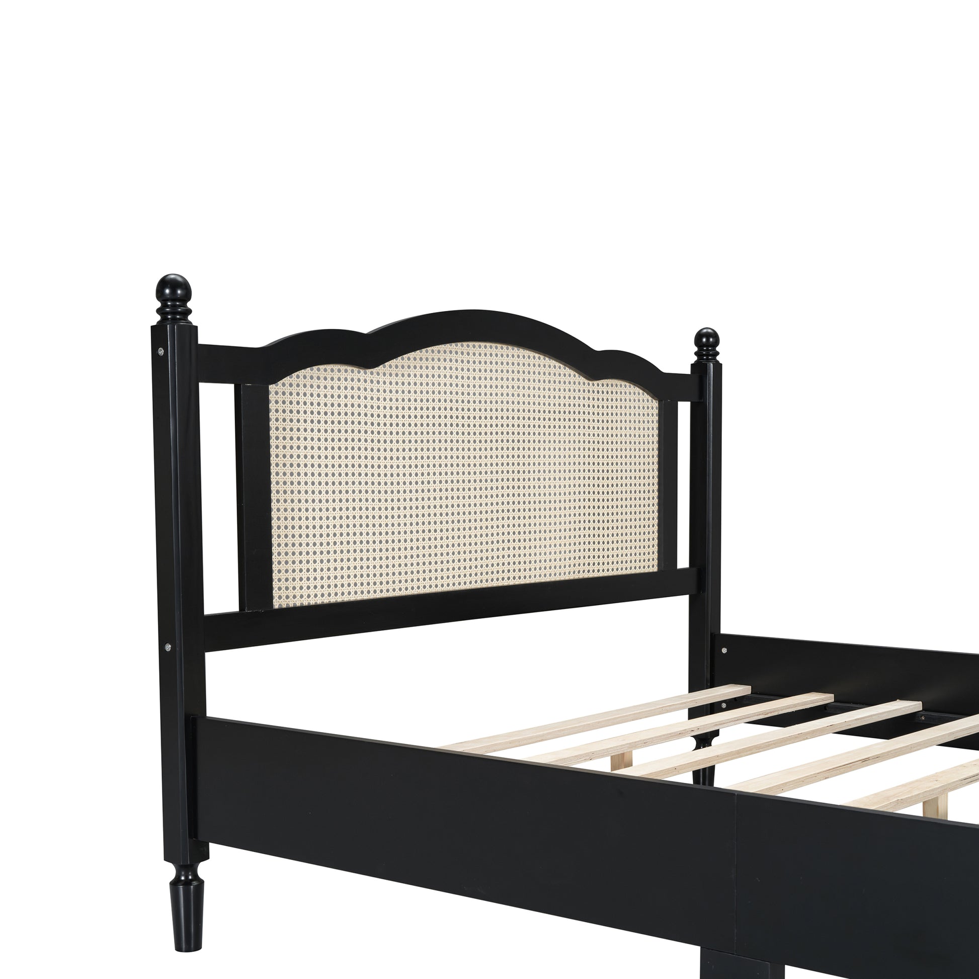 3 Pieces Bedroom Set With Queen Size Wooden Bed Frame, 1 Vintage Nightstand And 1 Makeup Vanity Set With Stool,Black Queen Black 3 Piece Set Wood