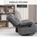 Homcom Swivel Rocker Recliner Chair For Living Room, Fabric Reclining Chair For Nursery, Rocking Chair With Footrest, Side Pockets, Charcoal Gray Charcoal Grey Polyester