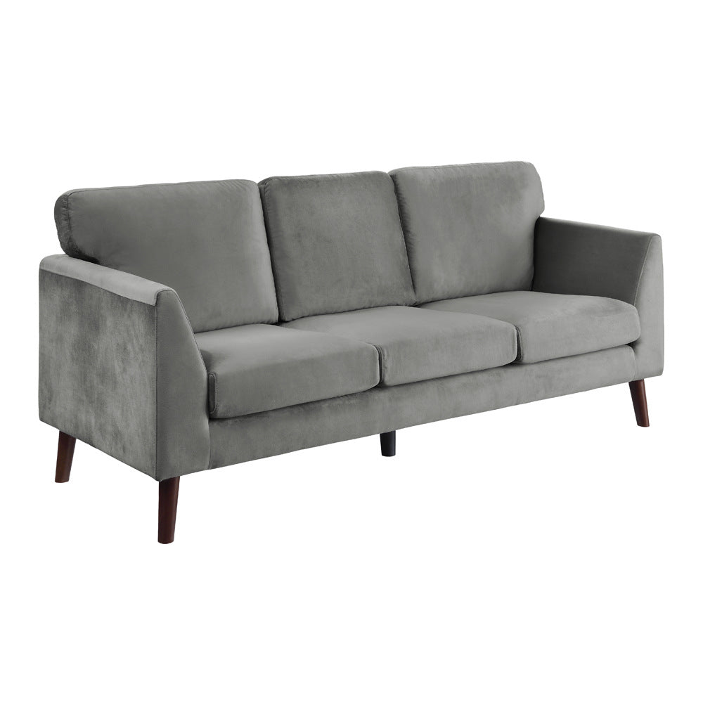 Modern Contemporary Living Room 1Pc Sofa Gray Velvet Upholstery Dark Brown Legs Solid Wood Furniture Gray Velvet Wood Primary Living Space Modern Solid Wood 3 Seat