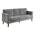 Modern Contemporary 2Pc Sofa Set Gray Sofa Loveseat Velvet Upholstery Dark Brown Legs Solid Wood Living Room Furniture Gray Velvet Wood Primary Living Space Modern Solid Wood 5 Seat