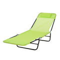 Outsunny Folding Chaise Lounge Chair, Pool Sun Tanning Chair, Outdoor Lounge Chair With Reclining Back,Mesh Seat, Headrest For Beach, Yard, Patio, Green Green Steel