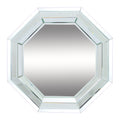 Octagonal Shaped Wall Mirror With Wooden Backing, Clear Clear Mdf