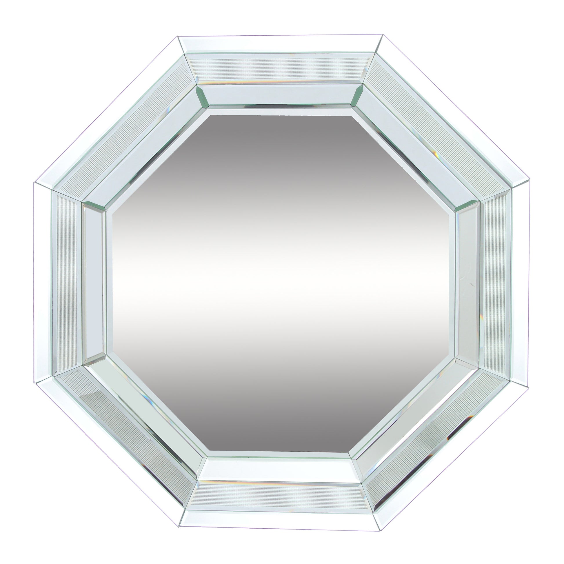 Octagonal Shaped Wall Mirror With Wooden Backing, Clear Clear Mdf