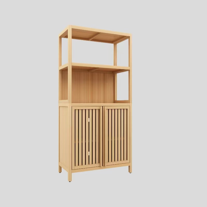 Bamboo Storage Cabinet, Freestanding Bathroom Cabinet With 2 Doors, Floor Cabinet Organizer For Living Room, Kitchen, Entryway Neutral Bamboo