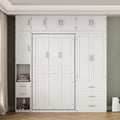 Twin Size Murphy Bed With Lockers And Wardrobes, With Installation Video, White Box Spring Not Required Twin White Murphy Solid Wood Mdf