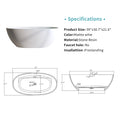 59'' Solid Surface Matte Tub, Solid Surface Soaking Tub, Stone Resin Freestanding Bathtub, Thick Edge Stand Alone Tubs With Overflow, Pop Up Drain, Matte White Oval Matte White Oval Freestanding Tubs 59 61 In Soaking Center Solid Surface