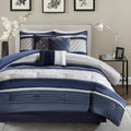 7 Piece Comforter Set Navy Queen Queen Navy Polyester