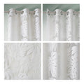 Palm Leaf Burnout Window Sheer Silver White Polyester