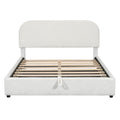 Teddy Fleece Queen Size Upholstered Platform Bed With Hydraulic Storage System, White Queen White Teddy