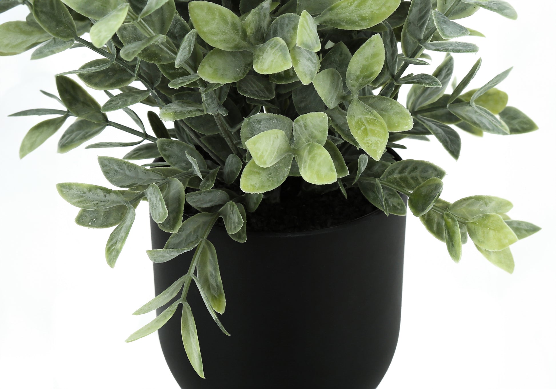 Artificial Plant, 11" Tall, Eucalyptus Grass, Indoor, Faux, Fake, Table, Greenery, Potted, Set Of 2, Decorative, Green Leaves, Black Pots Green Foam Plastic