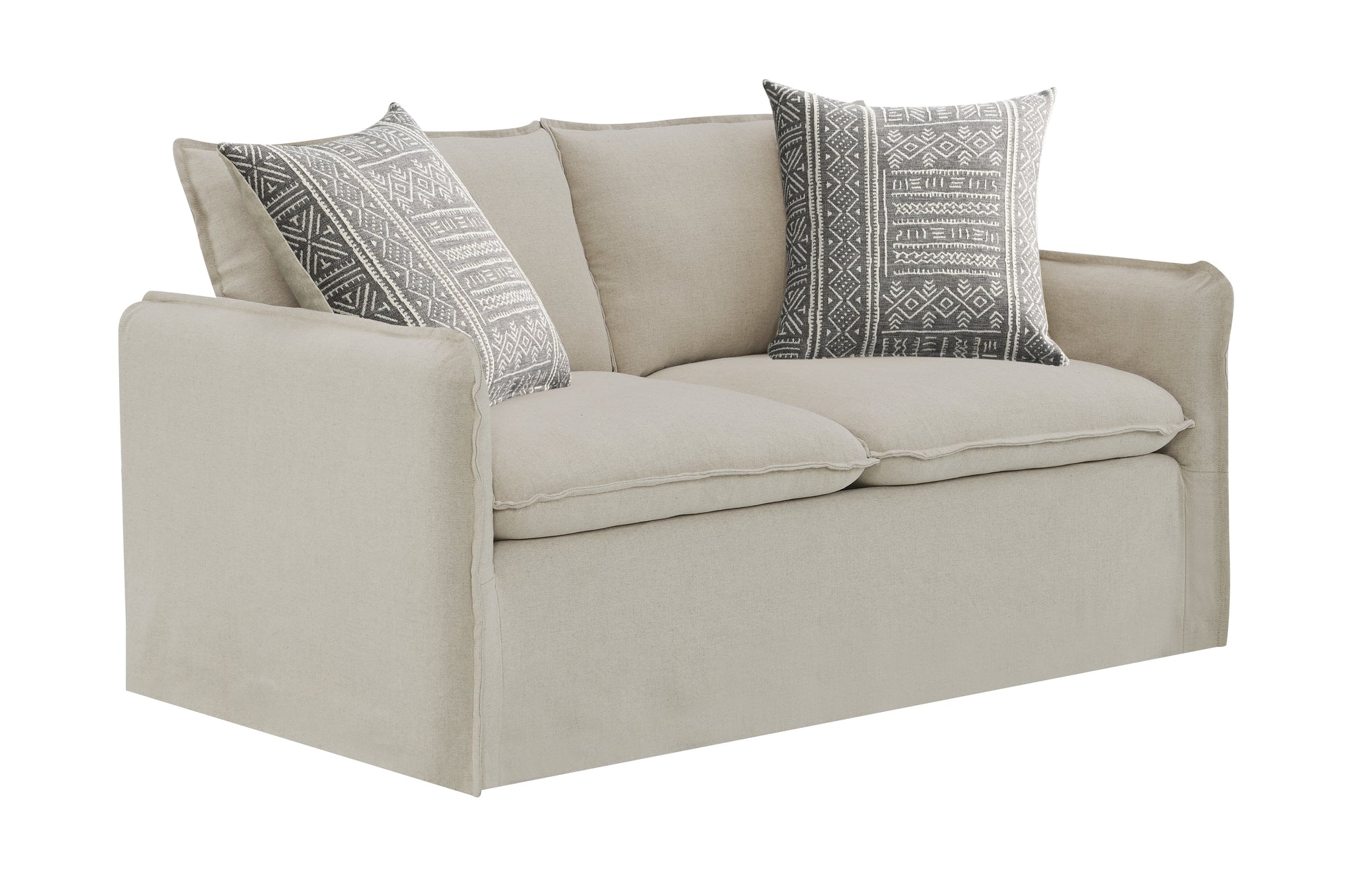 Upendo Loveseat W 2 Pillows, Beige Linen Beige Linen