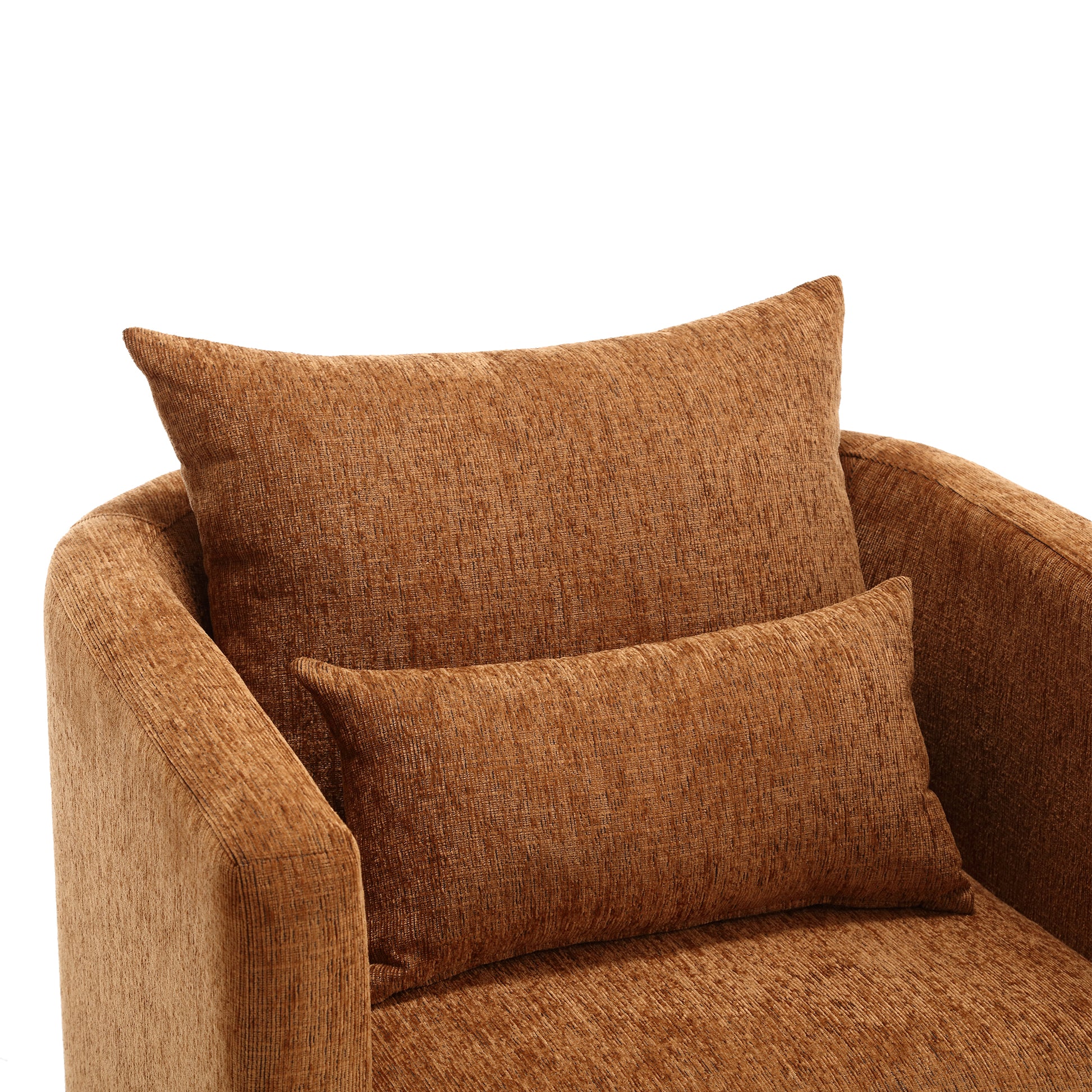 Coolmore Swivel Barrel Chair, Comfy Round Accent Sofa Chair For Living Room, 360 Degree Swivel Barrel Club Chair, Leisure Arm Chair For Nursery, Hotel, Bedroom, Office, Lounge Brown Chenille Brown Primary Living Space Foam Chenille