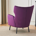Wing Back Velvet Accent Chair, Modern Living Room Armchair Comfy Upholstered Single Sofa Chair For Bedroom Dorms Reading Reception Room With Metal Legs & Pillow, Purple Purple Velvet