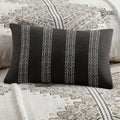 4 Piece Printed Comforter Set With Throw Pillow Black Ivory King Cal King King Black Ivory Polyester