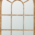 54 Inch Wall Mirror With Window Pane Design, Fir Wood, Distressed Brown Brown Wood