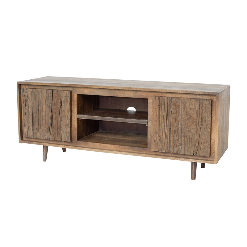55X16X22.5" Tv Cabinet With Recycle Wood 2 Door -