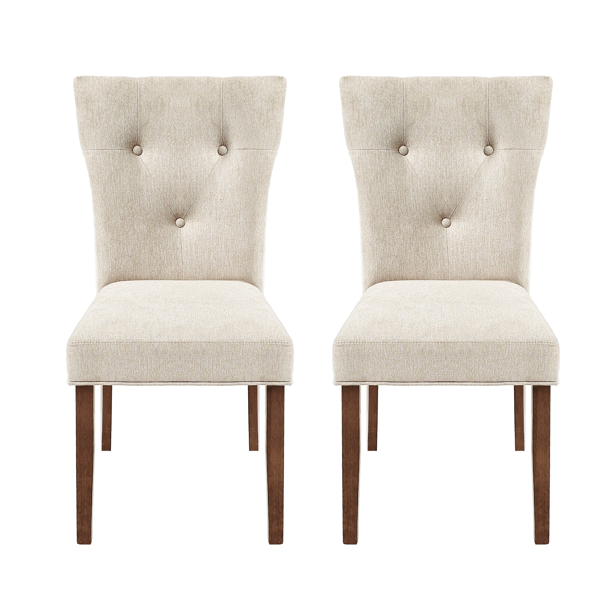 Dining Chairs Set Of 2, Upholstered Kitchen & Dining Room Chairs Cream Cream Set Of 2 Rubber Wood