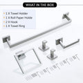 5 Pc Bathroom Accessory Set In Brushed Nickel Towel Bar Toilet Paper Holder Hook Towel Ring Brushed Nickel Stainless Steel