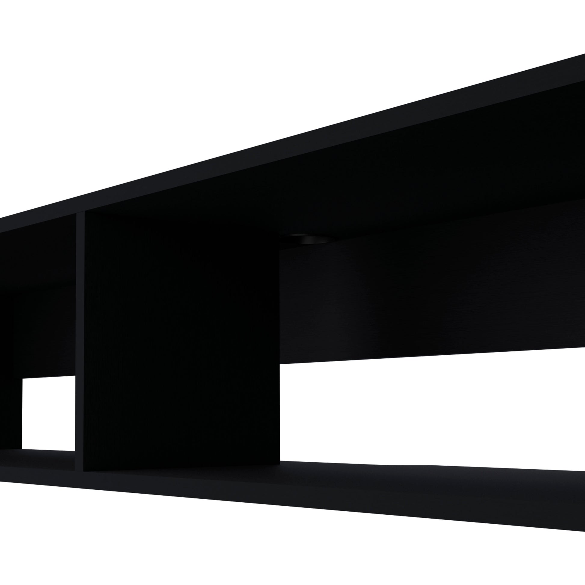 Central Floating Media Rack In Melamine With Two Shelves,Black Black Primary Living Space 40 49 Inches 40 49 Inches Contemporary,Modern 50 Inches Particle Board Melamine