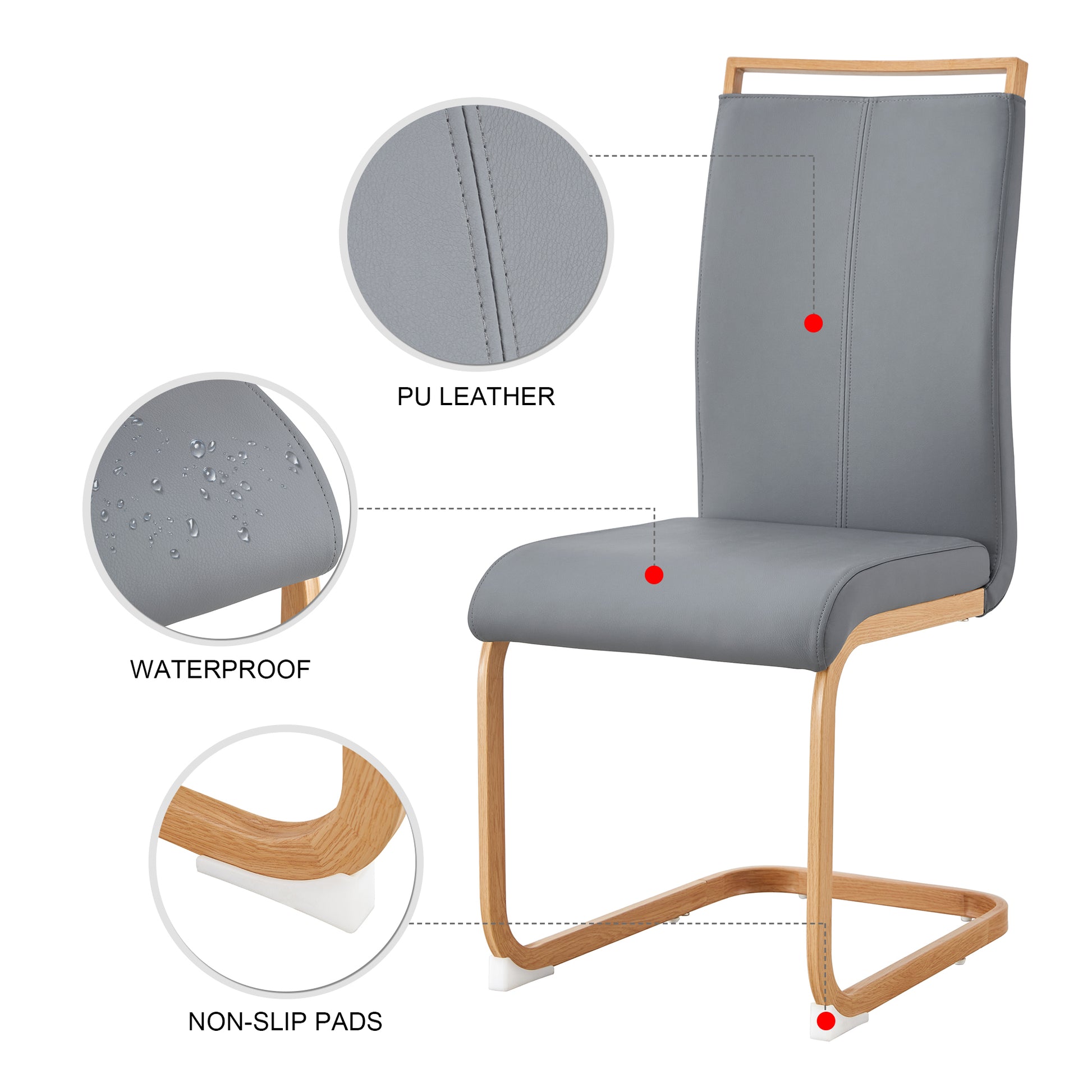 Table And Chair Set. White Sintered Stone Table Top With Rubberwood Legs, Foldable Computer Desk, Foldable Desk, 6 Modern Pu Leather High Cushion Side Chairs With Wood Grain Metal Legs. White Seats 6 Sintered Stone