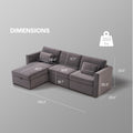 Modern Velvet Modular Sectional Sofa, L Shape Convertible Sofa Set With Pillows, Oversized Sectional Couches With Storage Ottomans For Living Room, Loft, Apartment, Office Dark Gray 4 Seats Wood Primary Living Space Medium Duty Pine 4 Seat Dark Gray