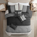 7 Piece Faux Suede Comforter Set Black King King Black Polyester