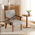 Fabric Accent Arm Chair Set Of 2 With Round Wood Table Light Gray Fabric