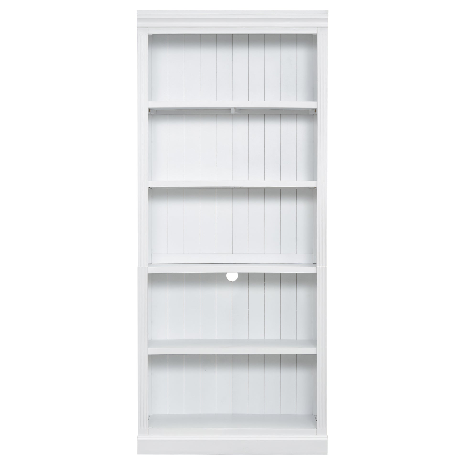 83" Tall Wood Bookcase Suite ,5 Tier Home Decor Bookshelves Suite With Adjustable Shelves,Storage Organizer For Cds Books Movies,Free Standing Storage Shelves Suite For Living Room,Office,White White Solid Wood Mdf