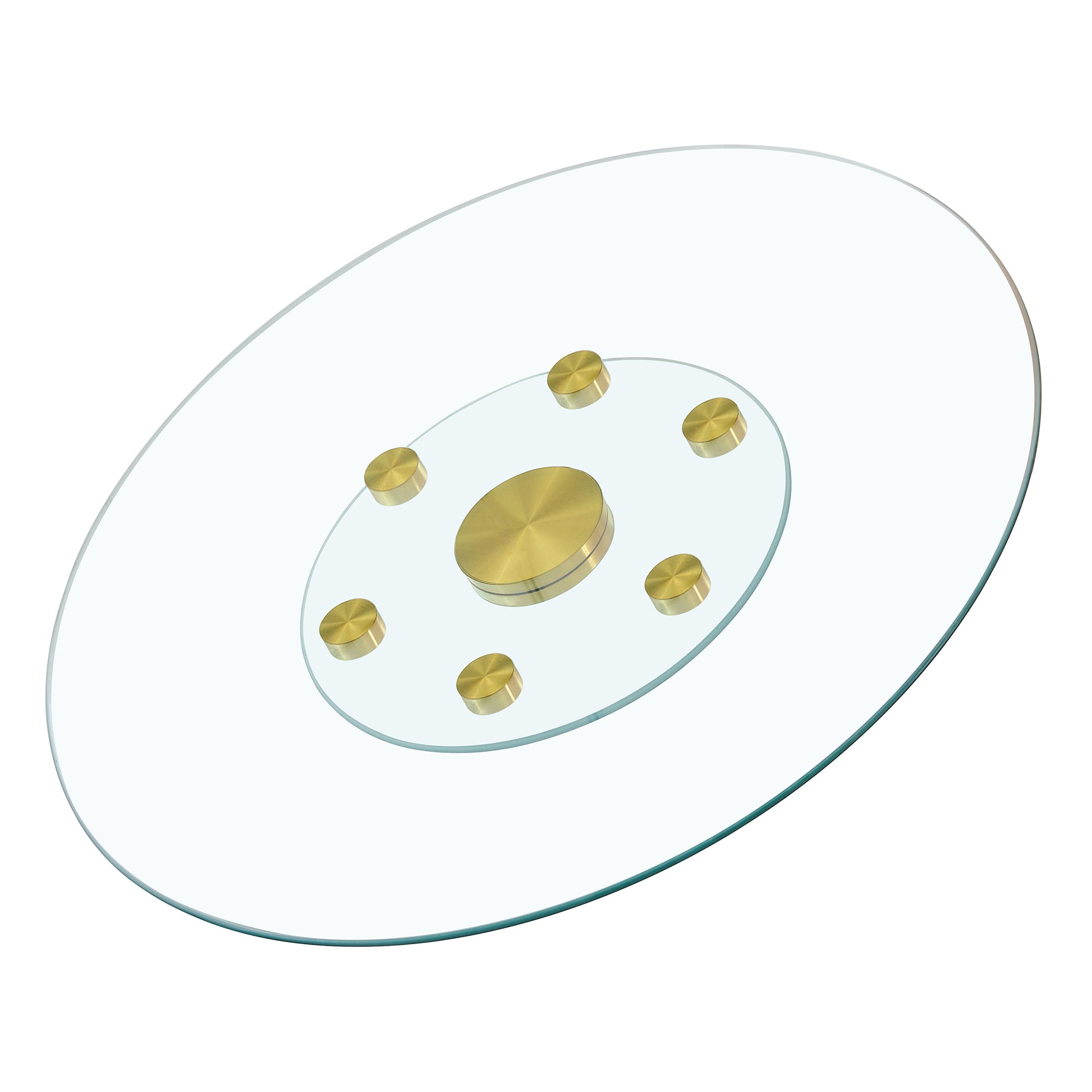 Double Layer Rotatable Round Glass.The Rotatable Design Makes It More Convenient To Retrieve And Place Items.The Upper Glass Has A Diameter Of 30.3 Inches, While The Lower Glass15 Inches.