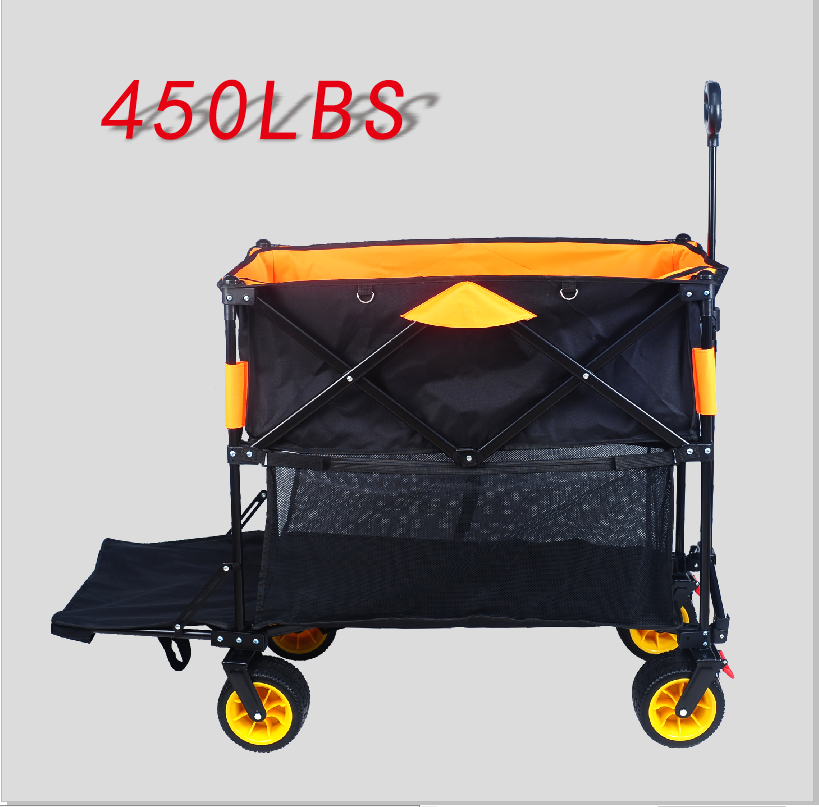 Big Large Capacity Folding Cart Extra Long Extender Wagon Cart Folding Wagon Garden Shopping Beach Cart Black Orange Black Garden & Outdoor Iron,Oxford Fabric